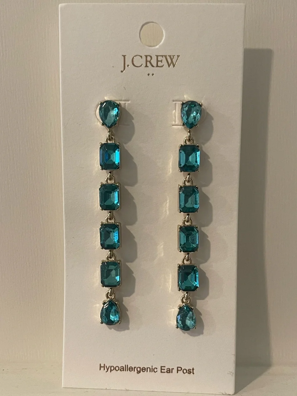 J. Crew Blue Crystal Drop Earrings